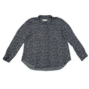 LOFT ANN TAYLOR Blue Floral Print Long Sleeve Button‎ Up Blouse Size XL Workwear